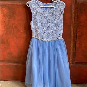Little girls periwinkle blue sparkle dress